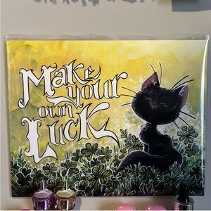 Black Cat Art Print with Inspirational Message